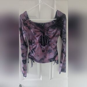 NWT Current Mood -Dolls Kill Winsome Wonders Long Sleeve Purple Tie-dye Top